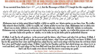 DUA ASKING ALLAH FOR EVERY TYPE OF GOOD POSSIBLE AND SEEKING REFUGE FROM EVERY TYPE OF EVIL POSSIBLE