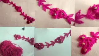 @farhat khurshid/mirror work/cast on stitch/lazy daisy stitch/borderline design