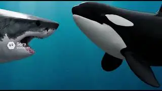 🌊 ВСТРЕЧА НА ВЫСОТЕ! Морская схватка между белой акулой и косаткой 🦈🐋