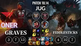 T1 Oner Graves vs Fiddlesticks Jungle - KR Patch 10.14
