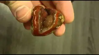 Freeformed red agate with quartz from Germany