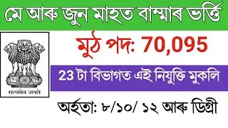 Assam Government Job Recruitment June 2022 | HS Pass Job | 10th Pass Job | Graduation | 70000+ Jobs