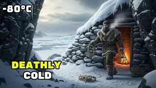 −80°C Frozen Hell: Rock Shelter & Fire Survival by the Ice River