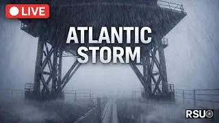 North Atlantic Ocean Storm &mdash; Live Rain & Waves from an Offshore Oil Rig