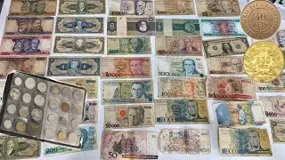 Tour pela coleção de moedas e cédulas antigas💵🪙 #moedas