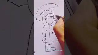 #easydrawing #a little boy with an umbrella drawing #shorts # rainy day drawing #goodmorning