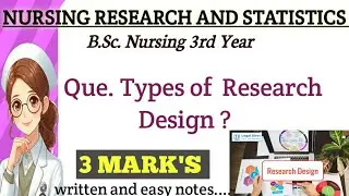 Types of Research design ! Qualitative Research Design in detail ! Nursing Research and statistics 