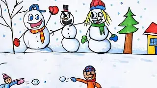 How to Draw Snowmen | Easy Winter Drawing ❄️