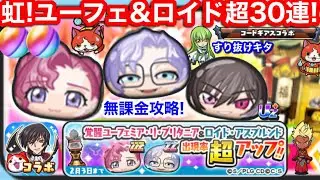 虹！無課金 ユーフェミア•リ•ブリタニア ロイド ユーフェ 30連 ガシャ コードギアス ぷにぷに コラボ イベント ナナリー お助け パワー【妖怪ウォッチぷにぷに】ルルーシュ ランペルージ ゼロ