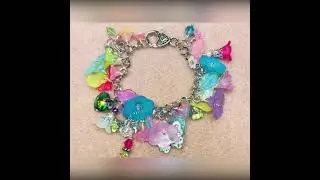 Springtime Flower Garden Bracelet Handmade Bellflower Trumpet Flower Charm Bracelet by icusuezq