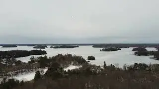 Frozen Lake, Muskoka, Huckleberry Rock lookout Trail, Spring 2023