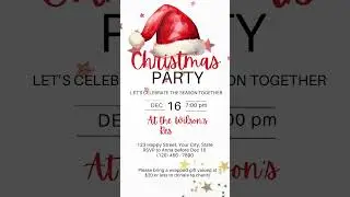 X-mas party invite Christmas Invitation Template - Santa Hat