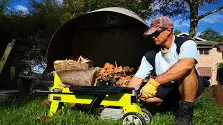 Ryobi RLS2200T5 Electric Log Splitter on Aussie Hardwood (Gum)