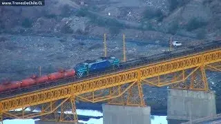 Tren de carga con 86 vagones cruzando el puente Maipo - FEPASA - 18/06/2018