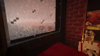 30 Minutes of calming minecraft music with fireplace and rain|dynamic background