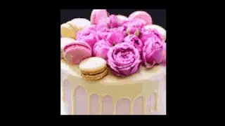 Pixel Art i colored Rose flavored cake with macarons 🎂🌺 # 164