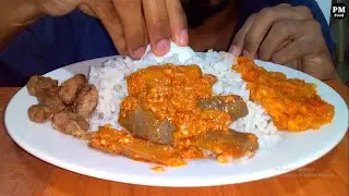 ASMR Rice & Curry Eating Sounds | White Rice, Lentil, Eggplant Curry, Soya Meat & Boiled Egg |