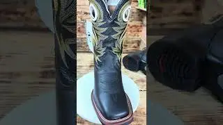 Bota Masculina Austin Ranch - Cano M&eacute;dio/ Bico Quadrado/ Solado Flex/ Cor: Preto/ Preto Amarelo