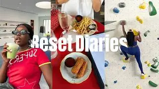 reset diaries | hello kitty x madhappy, climbing gym workout, healthy habits & routines post travel