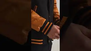Black Wool & Gold Genuine Leather Varsity Letterman Jacket