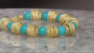 Italian Sterling Silver Hammered & Turquoise Bead Bracelet on QVC
