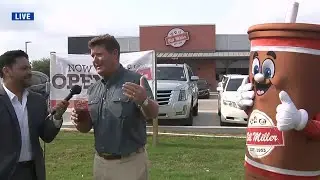 KSAT's RJ Marquez speaks with Bill Miller Bar-B-Q CEO and President Jim Guy Egbert at new location