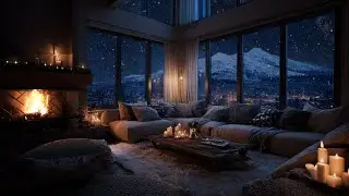 Firelight Beneath Falling Snow ❄️ Winter Sounds for Deep Sleep and Mental Stillness