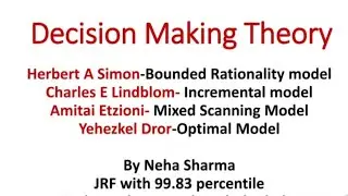Lecture 11- Decision making theory UGC NET Political science Unit 9 public administration