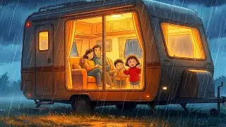 A Rainy Evening in Our Mobile Home 🌧️ | Cozy Family Life (Ghibli-Style)