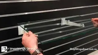 Glass Shelving On Slatwall Brackets With IDC Clips From Shop Fittings Direct Australia