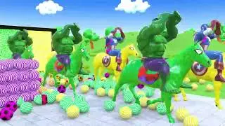 Long Slide Game With Elephant Gorilla Buffalo Hippopotamus Tiger - 3d Animal Game - Funny 3d Animals
