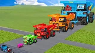 Big & Small Colors Hirochi Dump Truck Lightning Mcqueen vs Trains Thomas | BeamNG.Drive