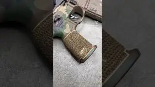 Sig MCX SBR Woodland Cerakote Hand Stippled Custom Grip Laser Engraved Accents #cerakotecertified