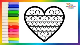 Drawing and Coloring a Heart POP IT 🌈🔴🟠🟡🟢🔵🟣 Drawings for Kids