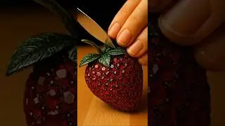 💎 Crystal Strawberry ASMR 🍓 | Satisfying Sharp Cuts & Crunchy Sounds #ai #shorts