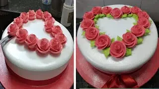 Anniversary cake design |Anniversary Cake |Anniversary Flowers Cake decorating