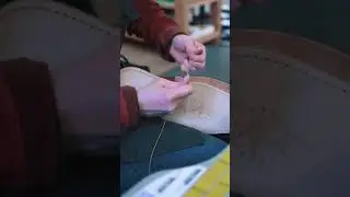 Hand-sewing midsole to the upper #leathergoods #leathershoes #shorts #handsewing #shoesmaking