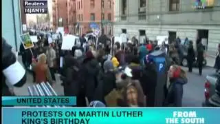 Protests mark Martin Luther King's birthday in United States