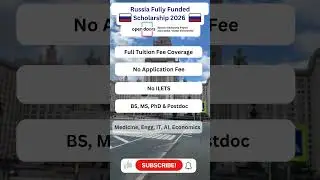 Russia Fully Funded Scholarship 2026 | Open Doors Russian Scholarship 2026 | How To Apply