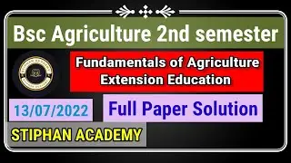 Fundamental of Agricultural extension education||Full paper solution||Bsc Agriculture 4th semester||