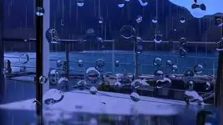 Gentle rain dripping on the window by the sea side. Relieve stress and fall asleep.