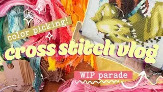 mini WIP parade, 2026 plans, & some color picking ✿ stitching vlog