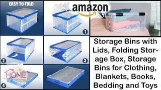 Storage Bins with Lids, Folding Storage Box, Storage Bins for Clothing, Blankets, Books and Bedding