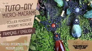 Tuto Diy Collier avec pendentif Micro-macramé / Niveau Intermédiaire / Mme Jeannette