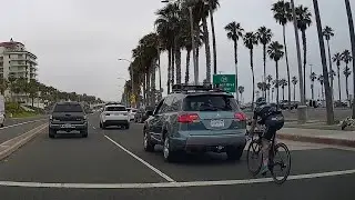 Bike Drafting Behind Car, PCH, HB, CA