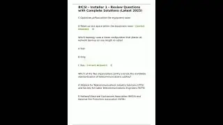 BICSI  Installer 1  Review Questions with Complete Solutions Latest 2025 pdf