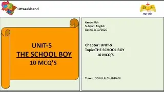 (08th English UK) The School Boy- poem
