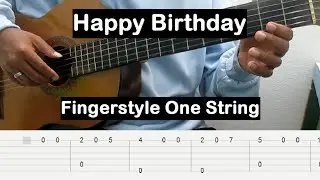 Happy Birthday Guitar Tutorial Fingerstyle One String for Beginner Slow Tempo Guitar Tab Lesson