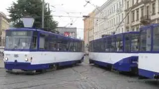 Trams in Riga, Latvia in HD 1080p 2014 Рижский трамвай