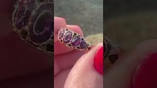 Antique Victorian Grape Garnet Band Ring in Yellow Gold